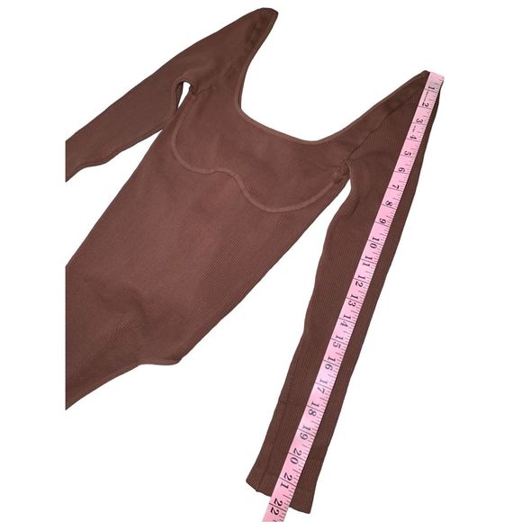 Free People Movement Meg Seamless V-Neck Long-Sleeve Bodysuit in Ash/Brown - Picture 12 of 12